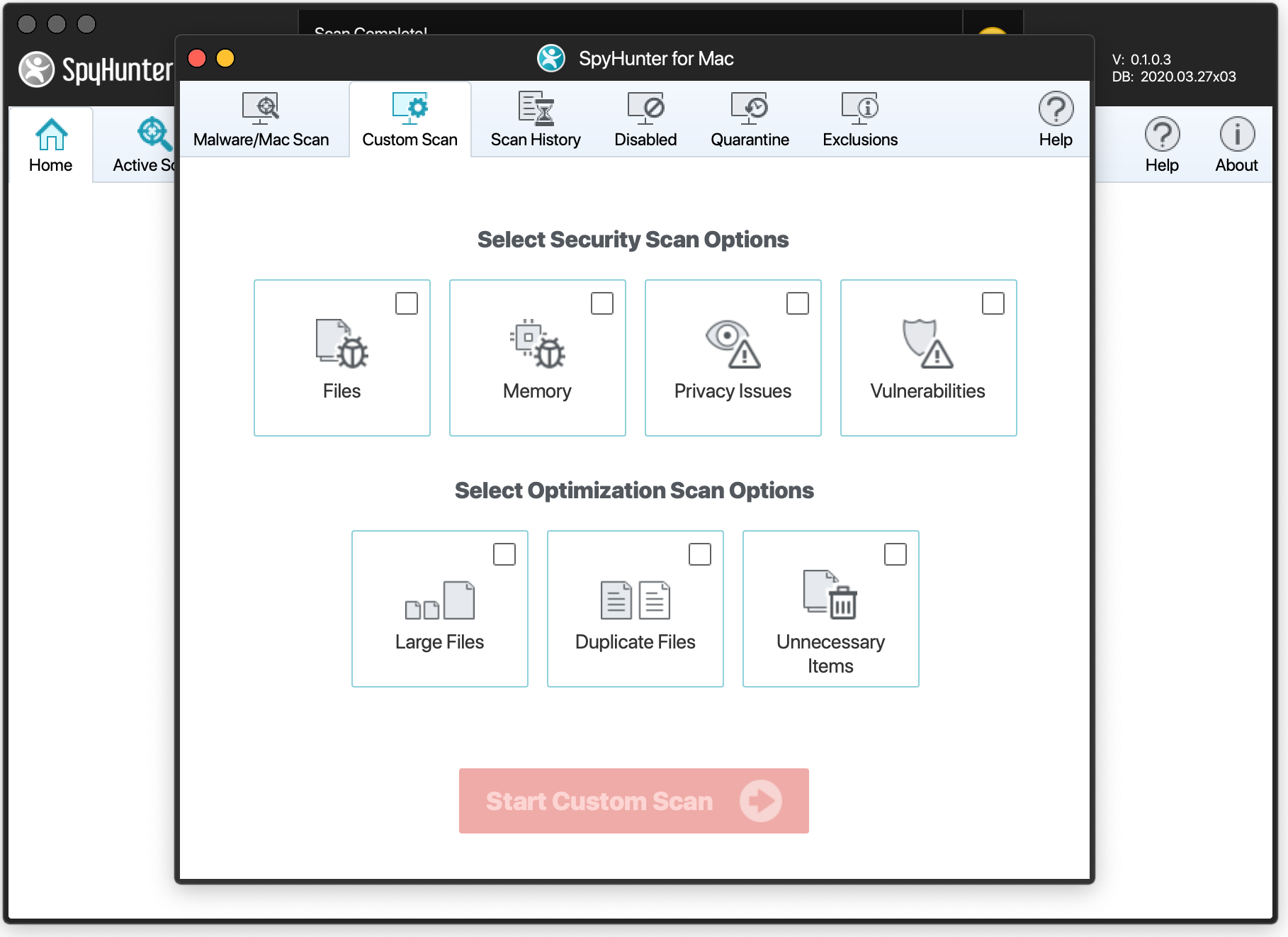 SpyHunter for Mac Custom Scan