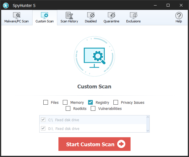 SpyHunter 5 Custom Scan