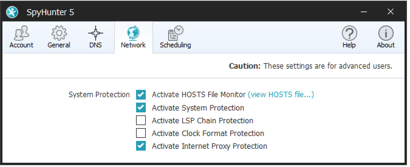 SpyHunter 5 Network Settings